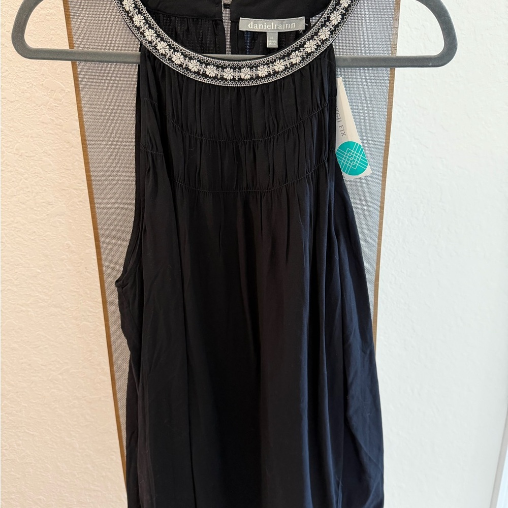 Daniel Rainn Black Top with Embellished Neckline